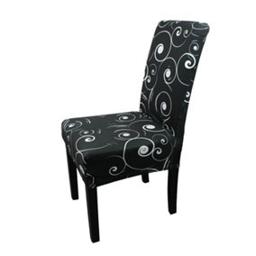 Paisley Pattern Universal Dining Chair Cover, Black - Pack of 1