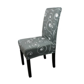 Paisley Pattern Universal Dining Chair Cover, Grey - Pack of 1