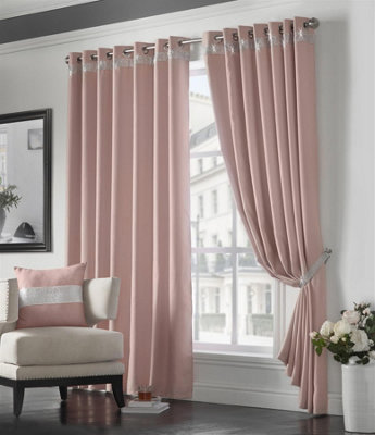 Palace Ring Top Curtains 117cm x 137cm Blush