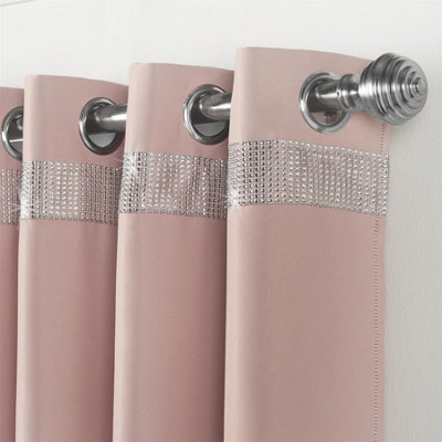 Palace Ring Top Curtains 168cm x 137cm Blush