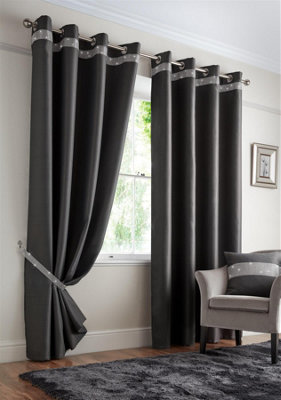 Palace Ring Top Curtains 168cm x 183cm Charcoal
