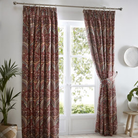 Palais Pair of Pencil Pleat Curtains With Tie-Backs