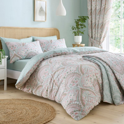 Palais Rich Jacobean Damask Print Green Duvet Cover Set