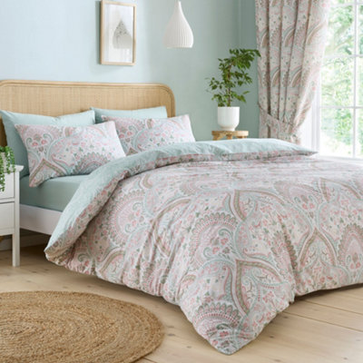 Palais Rich Jacobean Damask Print Green Duvet Cover Set
