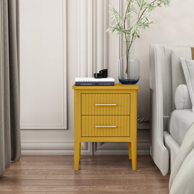 Palau 2 Drawer Mustard Bedside Table
