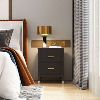 Palazzi 2 Drawer Bedside Table Black