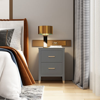 Palazzi 2 Drawer Bedside Table Grey