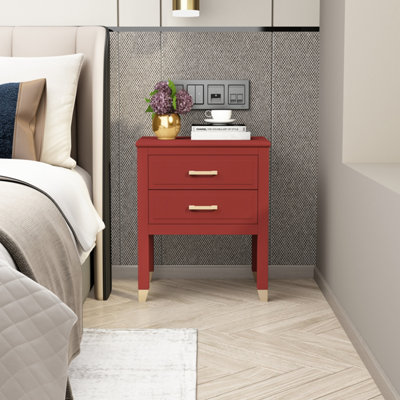 Palazzi 2 Drawer Bedside Table Red