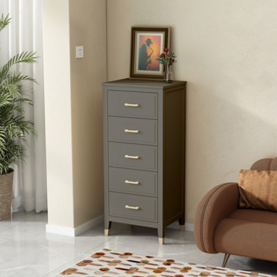 Palazzi 5 Drawer Narrow Chest of Drawers Grey