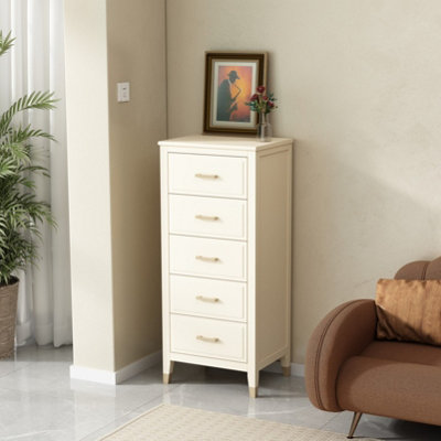 Palazzi 5 Drawer Narrow Chest of Drawers White