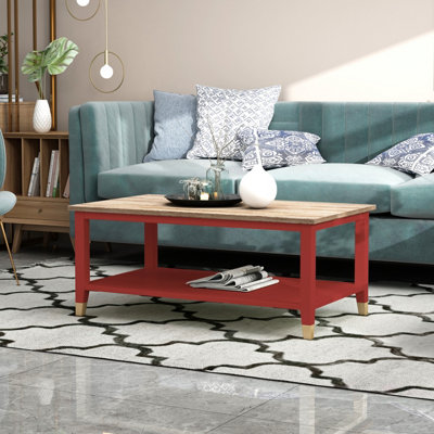 Red metal store coffee table