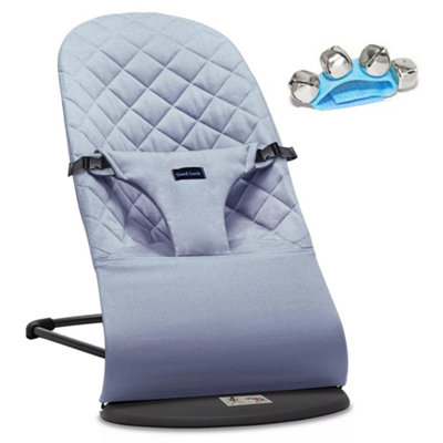 Pale Blue Newborn Baby Bouncer & Rocking Seat - Soft, Foldable & Adjustable - UK