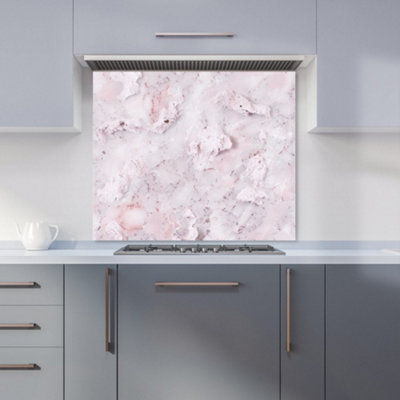 Pale Pink Quartz Effect Premium Glass Kitchen Splashback W900mm x H750mm