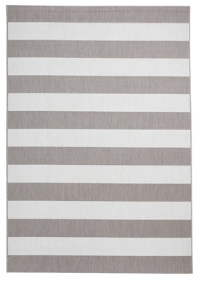 Palisades Trail Flat Weave Super Durable Easy Clean Stripe Rug - Beige/Cream - 120x170