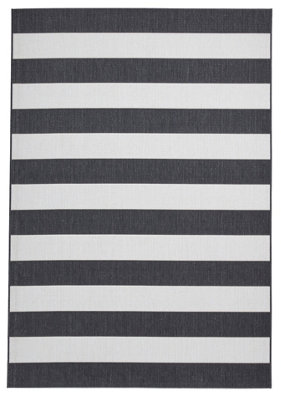 Palisades Trail Flat Weave Super Durable Easy Clean Stripe Rug - Black/White - 120x170