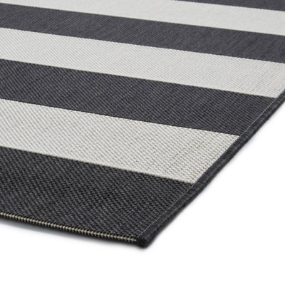 Palisades Trail Flat Weave Super Durable Easy Clean Stripe Rug - Black/White - 120x170