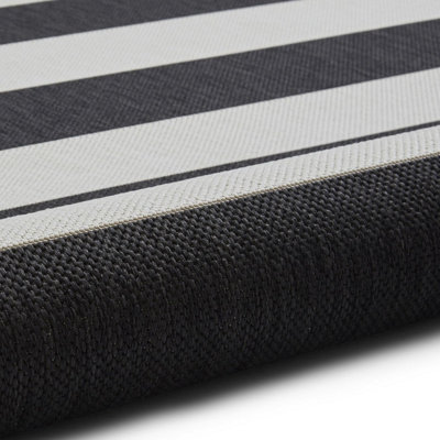 Palisades Trail Flat Weave Super Durable Easy Clean Stripe Rug - Black/White - 120x170