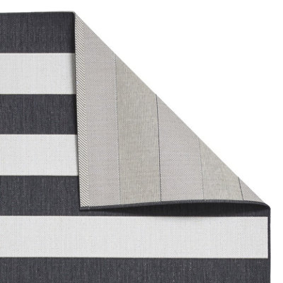 Palisades Trail Flat Weave Super Durable Easy Clean Stripe Rug - Black/White - 160x230