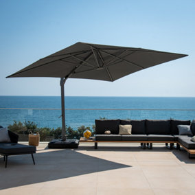 Pallas 3m x 4m Rectangular Cantilever Parasol with LED Lighting in Charcoal