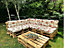 Pallet Cushion Set Corner Sofa Garden Outdoor 2x2.4m Floral Tufted Quilted Pads