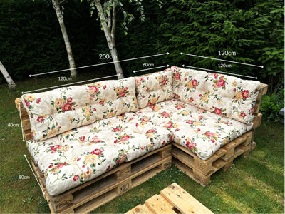 Pallet Cushion Set Garden Outdoor EURO Corner Sofa 120x200cm