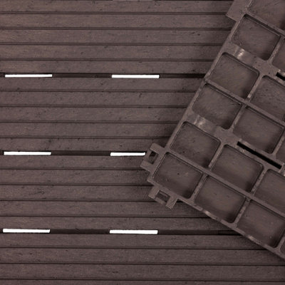 Pallet Deal - Nicoman Composite Interlocking Cosmo Deck Tiles 30cm x 30cm Brown - 630pcs - 7