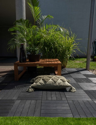 Pallet Deal - Nicoman Composite Interlocking Cosmo Deck Tiles 30cm x 30cm Dark Grey - 630pcs - 9