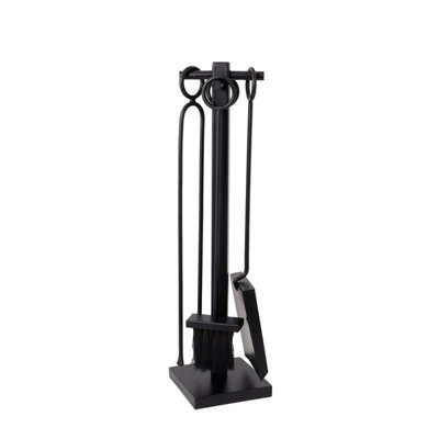 Palm Fireside Companion Set Tool Stand Square Base Black Matte Finish - 4