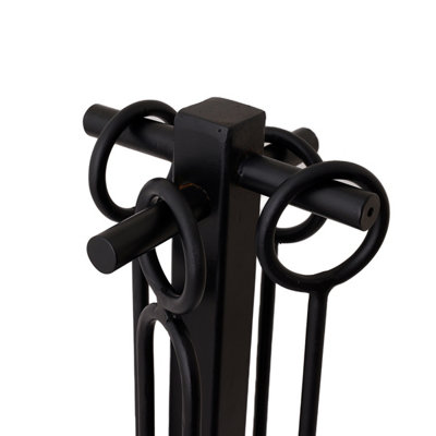 Palm Fireside Companion Set Tool Stand Square Base Black Matte Finish - 5