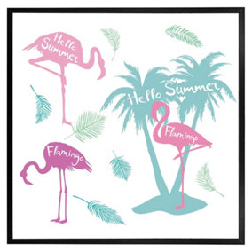 Palm & flamingo (Picutre Frame) / 16x16" / Brown