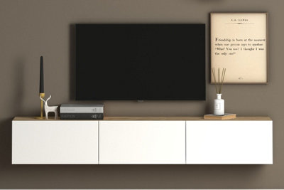 Slim floating deals tv stand