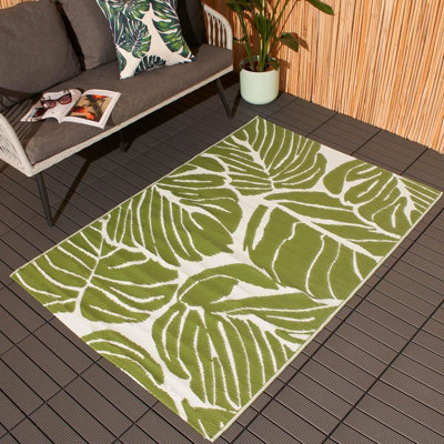 Palm Garden Outdoor Rug Large Waterproof Non Slip Area Reversible