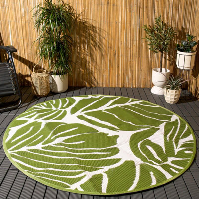Palm Garden Outdoor Rug Round Large Waterproof