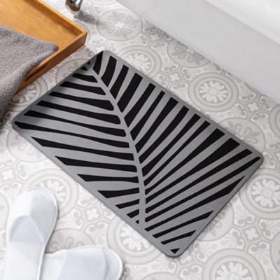 Xenno Non-Slip Bath Mat – Geometric Palm Tree Design, Ultra-Soft Plush Microfiber