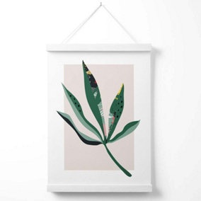 Palm Leaf Green and Red Minamilist Poster with Hanger / 33cm / White