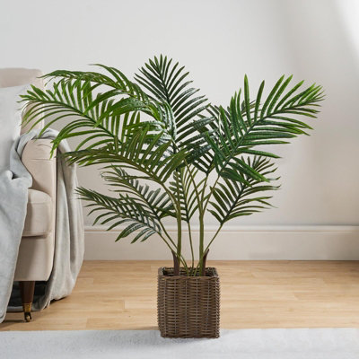 Palm Leaf Tree in Basket Artificial Plant Natural Style New Home Decorative Fake