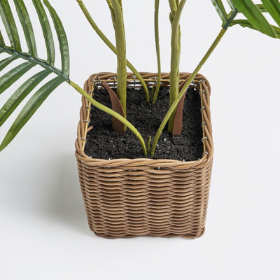Palm Leaf Tree in Basket Artificial Plant Natural Style New Home Decorative Fake - 8