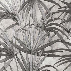 Palm Leaf Wallpaper Fine Décor Textured Heavyweight Vinyl Tropical Grey Glitter