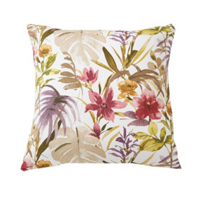 Palm Mulberry Summer Scatter Cushion - Square Filled Pillow for Home Garden Sofa, Chair, Bench, Seating Furniture - 43 x 43cm