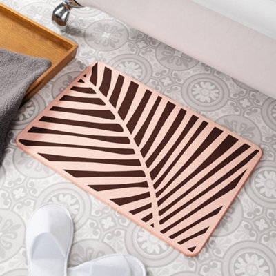 Palm Pink Stone Non Slip Bath Mat