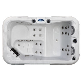 Palm Spas Dual Lounger 3 Seat Hot Tub American Balboa 13amp Plug and Play or 32amp hardwired - White shell Grey skirt