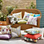 Palm Summer Scatter Cushion - Square Filled Pillow for Home Garden Sofa, Chair, Bench, Seating Furniture - 43 x 43cm