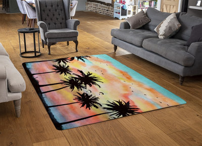 Palm Trees At Sunset Special Soft Home Rug