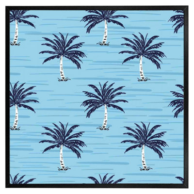 Palm trees on blue (Picutre Frame) / 20x20" / Black