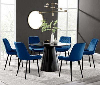 Black round dining table deals for 6