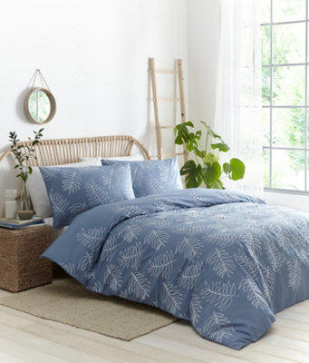 Palma Embroidered Blue Super King Duvet Cover and Pillowcases Set DIY