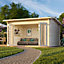 Palmako Ines 11.1 Bi-Fold Summer House - 3.9m x 3.0m - Modern Garden Building 44mm Wall Logs - Double Glazed