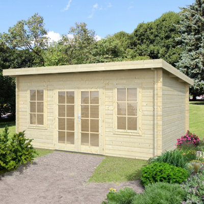 Palmako Lisa 14.2 Summer House - 4.5m x 3.3m - Modern Garden Building 44mm Wall Logs - Double Glazed - 4
