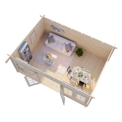 Palmako Lisa 19.4 Summer House - 5.3m x 3.9m - Modern Garden Building 44mm Wall Logs - Double Glazed - 5
