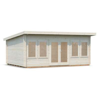 Palmako Lisa 19.4 Summer House - 5.3m x 3.9m - Modern Garden Building 44mm Wall Logs - Double Glazed - 6